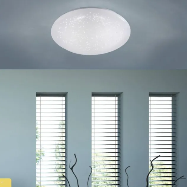 LED-Deckenleuchte, weiß, Ø 25cm, rund, Sternenoptik, glitzer Effekt