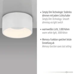 LED Deckenleuchte weiß D=16cm dimmbar SymplyDim Spot