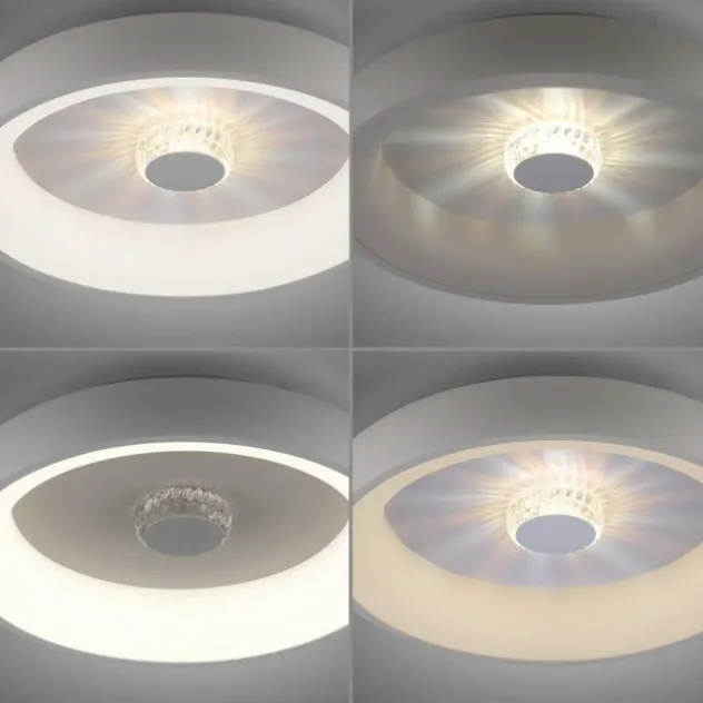 LED Deckenleuchte weiß grau rund Kristalleffekte dimmbar CCT