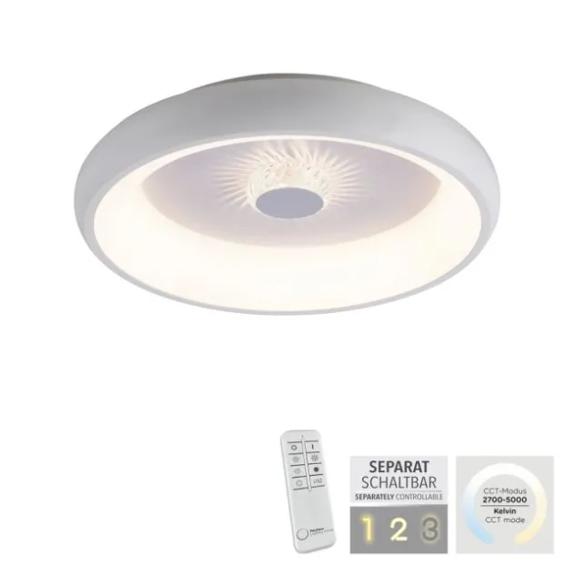 LED Deckenleuchte weiß grau rund Kristalleffekte dimmbar CCT