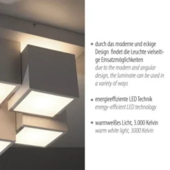 LED Deckenleuchte weiß modern Würfel Form warmweiß Wohnzimmer
