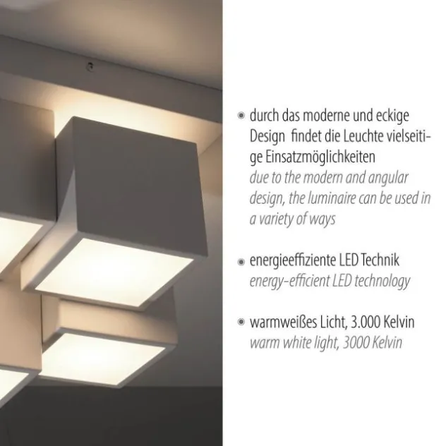 LED Deckenleuchte weiß modern Würfel Form warmweiß Wohnzimmer