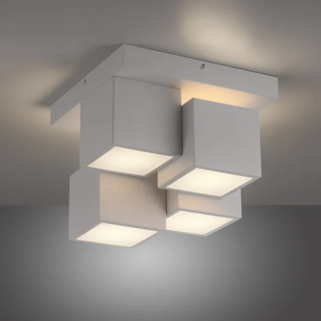 LED Deckenleuchte weiß modern Würfel Form warmweiß Wohnzimmer