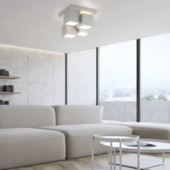LED Deckenleuchte weiß modern Würfel Form warmweiß Wohnzimmer