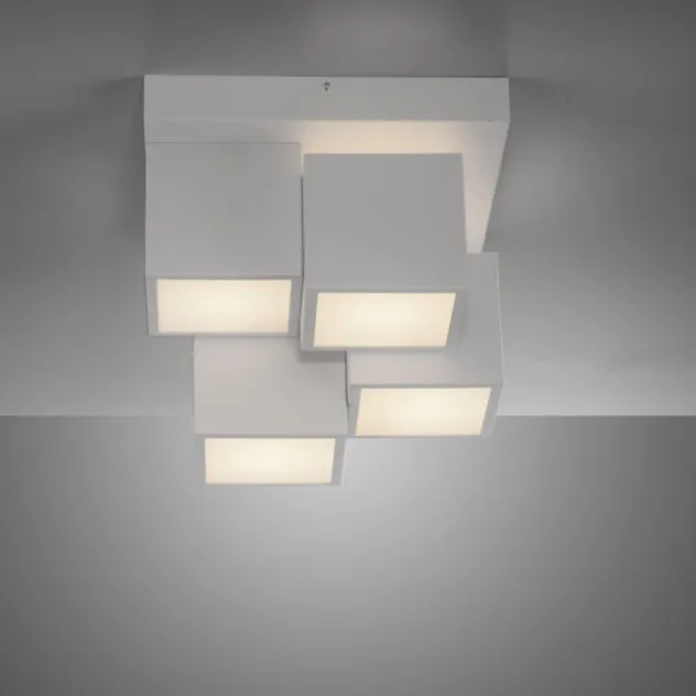 LED Deckenleuchte weiß modern Würfel Form warmweiß Wohnzimmer