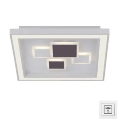LED-Deckenleuchte, weiß, quadratisch, modern, geometrisches Musterung