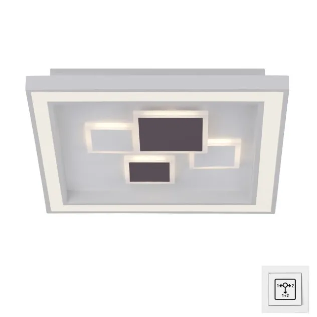 LED-Deckenleuchte, weiß, quadratisch, modern, geometrisches Musterung