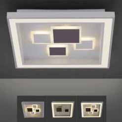 LED-Deckenleuchte, weiß, quadratisch, modern, geometrisches Musterung