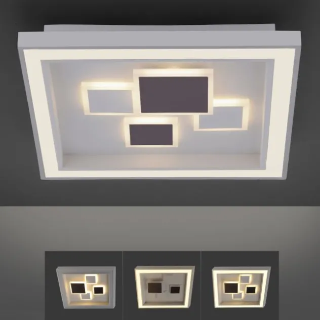 LED-Deckenleuchte, weiß, quadratisch, modern, geometrisches Musterung