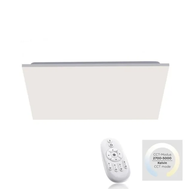 LED Deckenleuchte, weiß, quadratisch, Fernbedienung, dimmbar, modern