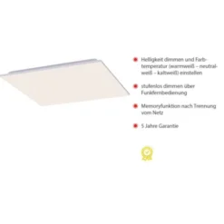 LED Deckenleuchte, weiß, quadratisch, Fernbedienung, dimmbar, modern