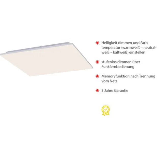 LED Deckenleuchte, weiß, quadratisch, Fernbedienung, dimmbar, modern
