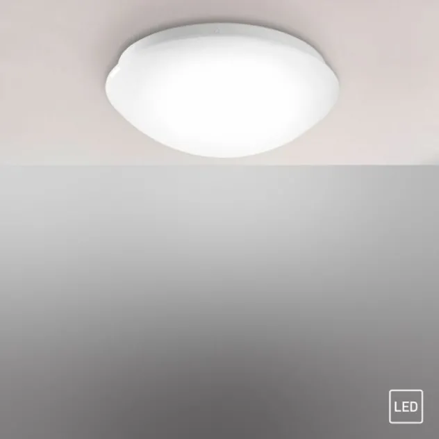 LED Deckenleuchte, weiß, rund, Kunststoffschirm, klassisch
