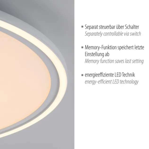 LED Deckenleuchte weiß rund Serienschalter warmweiß Memoryfunktion