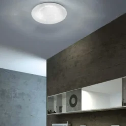 LED-Deckenleuchte, weiß, rund, Sternenoptik, warmweiß