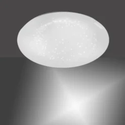 LED-Deckenleuchte, weiß, rund, Sternenoptik, warmweiß