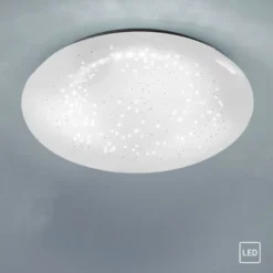 LED-Deckenleuchte, weiß, rund, Sternenoptik, warmweiß