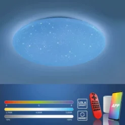 LED Deckenleuchte, weiß, rund, Sterneneffekt, Lichtfarbensteuerung, modern