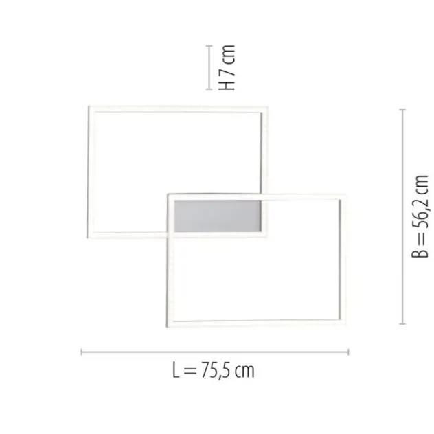 LED-Deckenleuchte, 75,5x56,2cm, CCT-Farbmanagement, Fernbedienung, Memory Funktion
