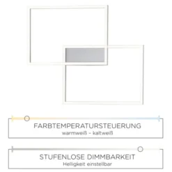 LED-Deckenleuchte, 75,5x56,2cm, CCT-Farbmanagement, Fernbedienung, Memory Funktion
