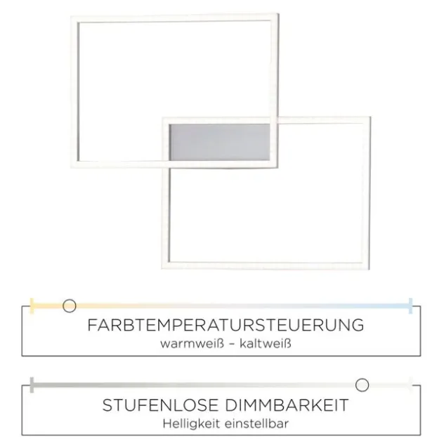 LED-Deckenleuchte, 75,5x56,2cm, CCT-Farbmanagement, Fernbedienung, Memory Funktion