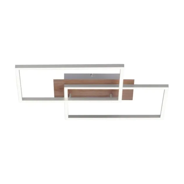 LED-Deckenleuchte, 50,4x42cm, Fernbedienung, dimmbar, Holzdekor,