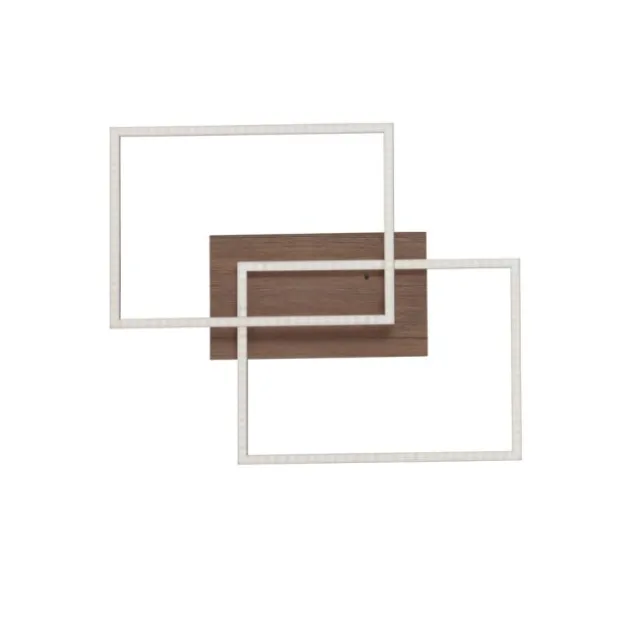 LED-Deckenleuchte, 50,4x42cm, Fernbedienung, dimmbar, Holzdekor,