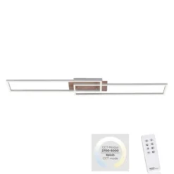 LED-Deckenleuchte, 110x25cm, Fernbedienung, dimmbar, Holzdekor, CCT Farbmanagement,