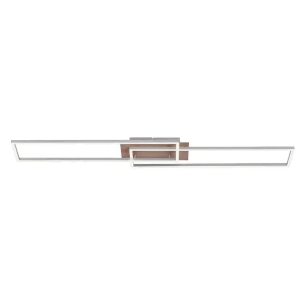 LED-Deckenleuchte, 110x25cm, Fernbedienung, dimmbar, Holzdekor, CCT Farbmanagement,