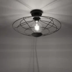 LED Deckenleuchte 44x44cm 1 flammig schwarzer Schirm Vintage Design