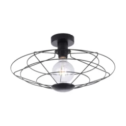 LED Deckenleuchte 44x44cm 1 flammig schwarzer Schirm Vintage Design