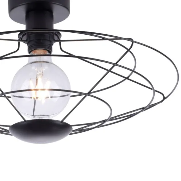 LED Deckenleuchte 44x44cm 1 flammig schwarzer Schirm Vintage Design
