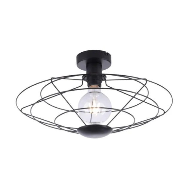 LED Deckenleuchte 44x44cm 1 flammig schwarzer Schirm Vintage Design