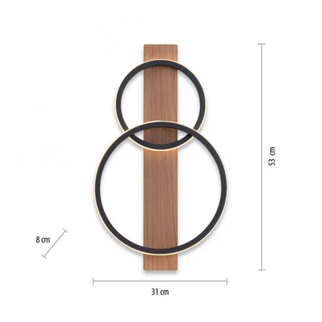 LED Deckenleuchte 53x31cm Holzoptik ring Holdekor schwarz warmweiß Licht