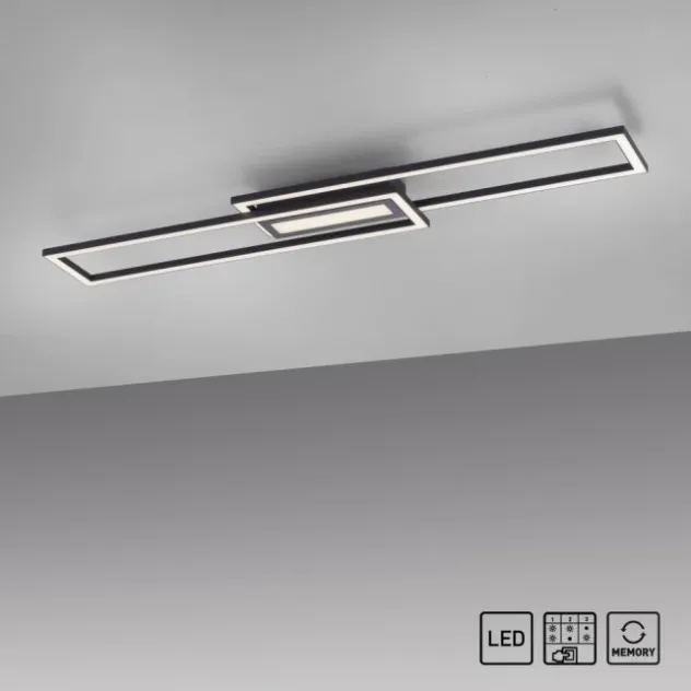LED Deckenleuchte 95x17,5cm schwarz flach Memoryfunktion schlichtes Panel