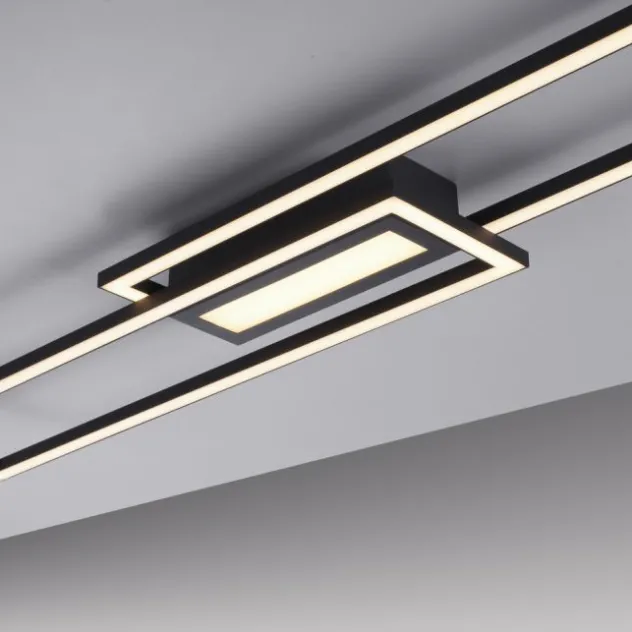 LED Deckenleuchte 95x17,5cm schwarz flach Memoryfunktion schlichtes Panel