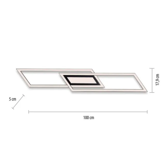 LED Deckenleuchte 100x17,9cm schwarz flach Memoryfunktion schlichtes Panel
