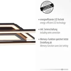 LED Deckenleuchte 100x17,9cm schwarz flach Memoryfunktion schlichtes Panel
