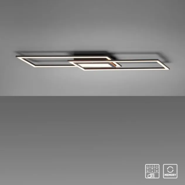 LED Deckenleuchte 100x17,9cm schwarz flach Memoryfunktion schlichtes Panel