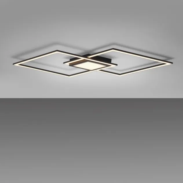 LED Deckenleuchte 106x37cm schwarz flach Memoryfunktion schlichtes Panel