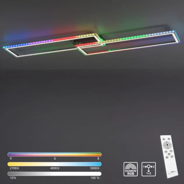 LED Deckenleuchte 72x210cm silberfarbig RGB Rainbow Farben dimmbar CCT