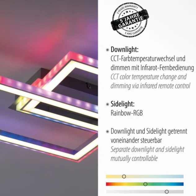 LED Deckenleuchte 72x210cm silberfarbig RGB Rainbow Farben dimmbar CCT