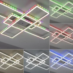 LED Deckenleuchte 101,5x71cm silberfarbig RGB Rainbow Farben dimmbar CCT