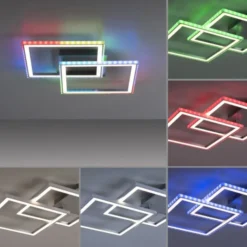 LED Deckenleuchte 44,5x44,5cm silberfarbig drehbar RGB Rainbow Farben dimmbar