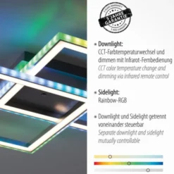 LED Deckenleuchte 44,5x44,5cm silberfarbig drehbar RGB Rainbow Farben dimmbar