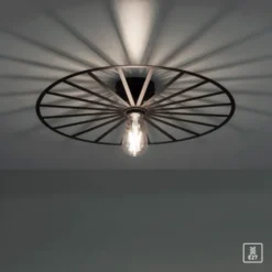 LED Deckenleuchte 50x50 matt schwarz farbig rund Speichenoptik Wandlampe