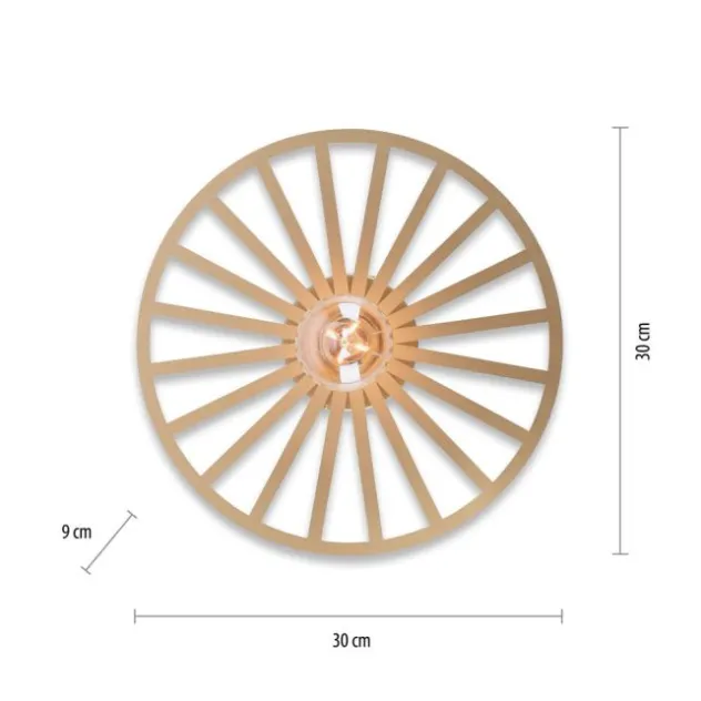 LED Deckenleuchte 30x30 messing matt farbig rund Speichenoptik Wandlampe