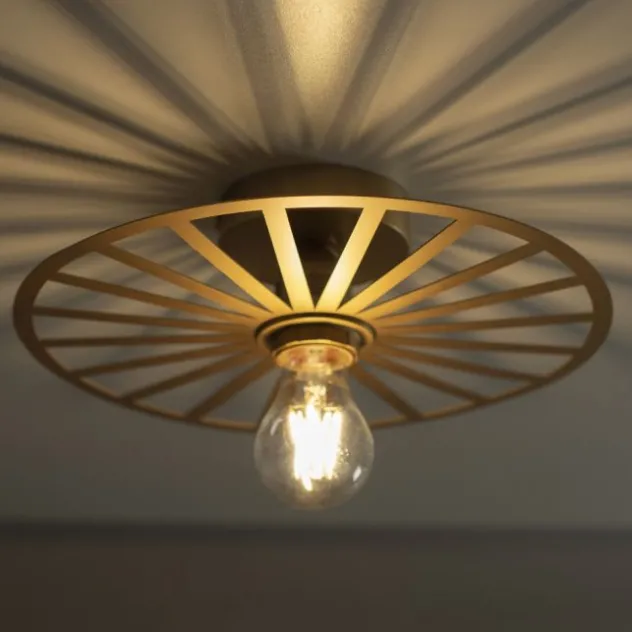 LED Deckenleuchte 30x30 messing matt farbig rund Speichenoptik Wandlampe