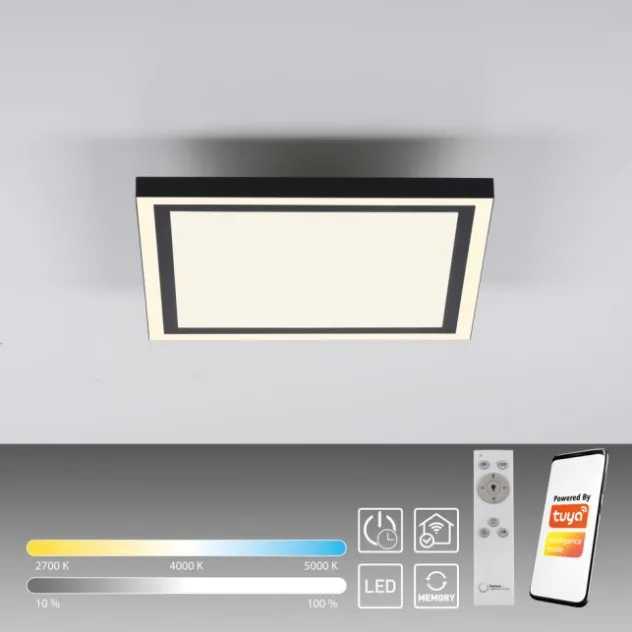 LED Deckenleuchte 30x30 schwarz dimmbar CCT steuerbar über App
