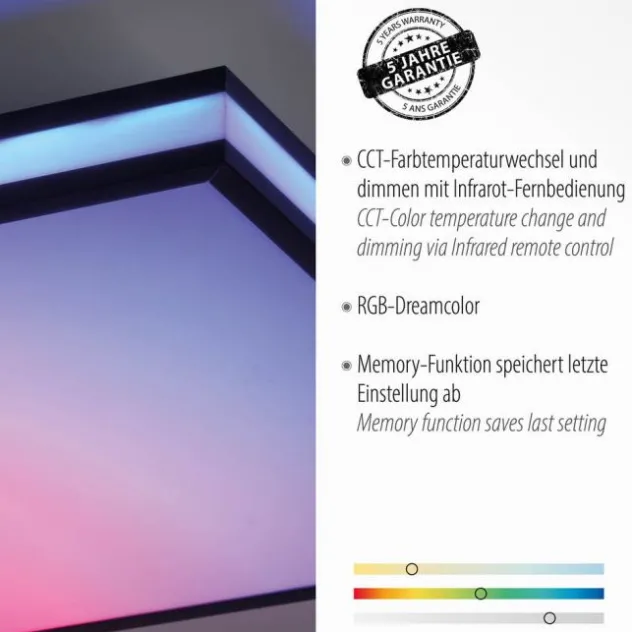 LED Deckenleuchte 45x45 schwarz quadratisch RGB Dreamcolor dimmbar Panel